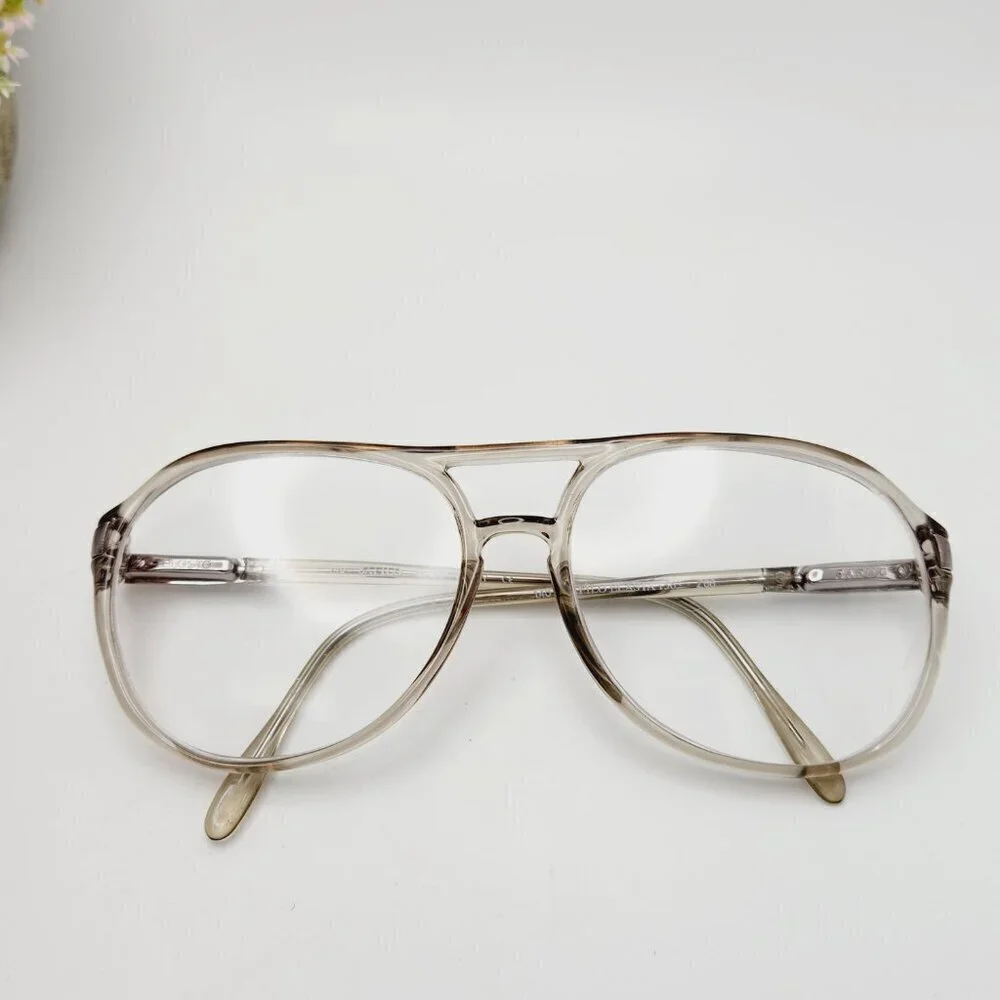 Safilo Elasta Italy 140 1563 Z66 Translucent Grey Green Retro Eyeglasses Frame